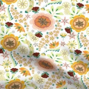 Fabric & Wallpaper: Large Tropical Floral in Citrus Colors