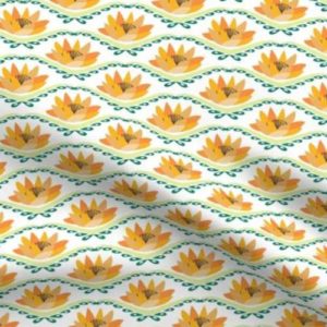 Fabric & Wallpaper: Scallop of Water Lilies in Orange