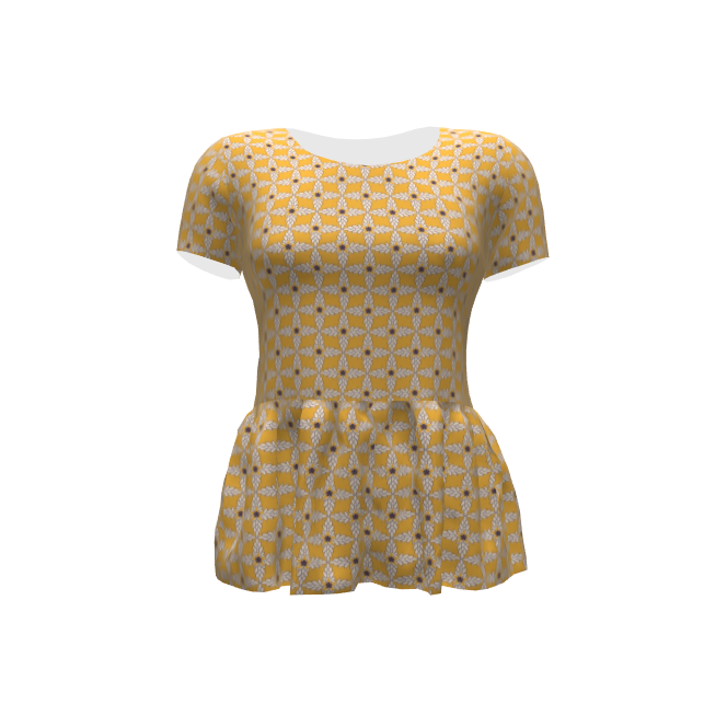 Blouse with golden yellow trellis pattern
