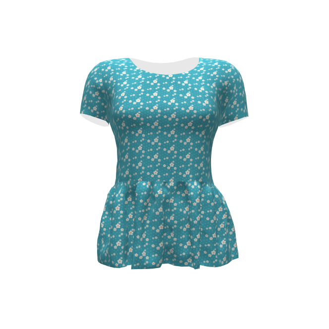 Blouse with teal ditsy floral