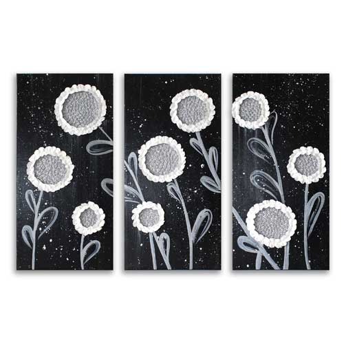 Black and white painting of sunflower field