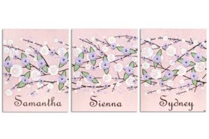Inscribed Sister Art on Canvas in Pink, Purple | Large