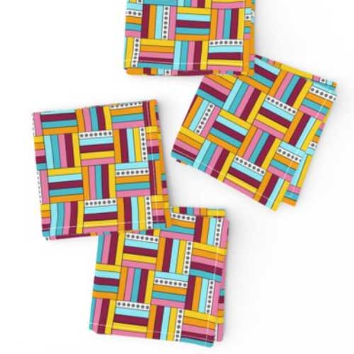 Napkins with basketweave pattern