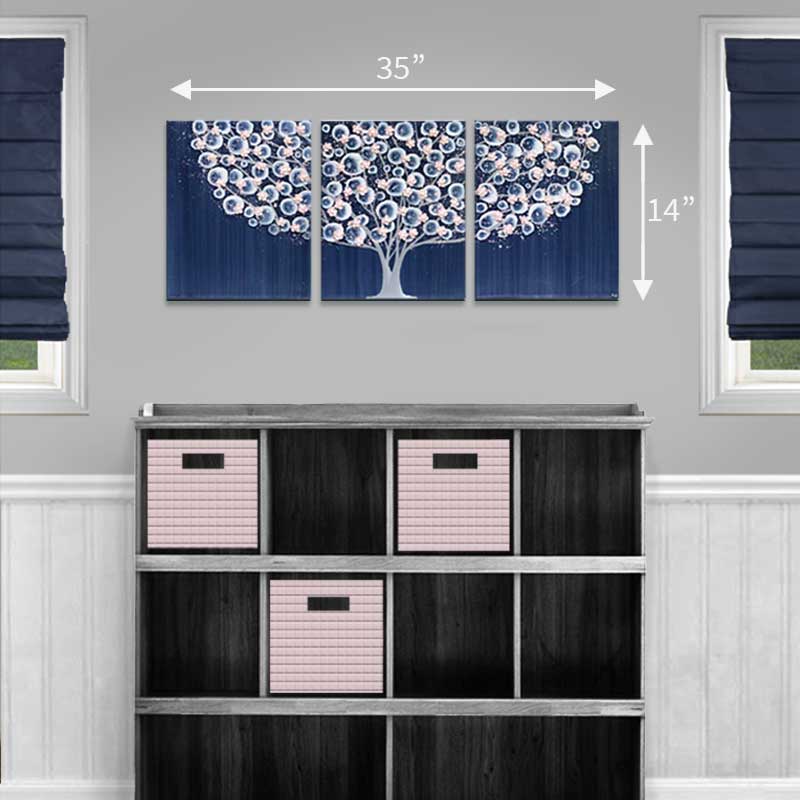Medium size guide for indigo and pink tree art