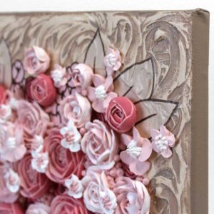 Sculpted Rose Floral Bouquet in Pink, Brown | Small