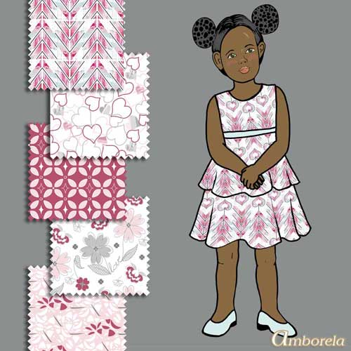 Fabric swatches for Valentine sewing a girl dress