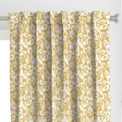 Curtains with yellow cosmos floral print