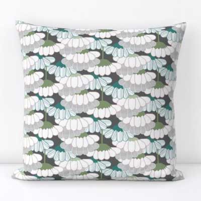 Pillow with cascading flower print