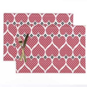 Fabric & Wallpaper: Valentine Red Lattice Hearts