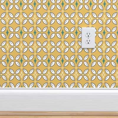 Wallpaper with yellow butterfly pattern