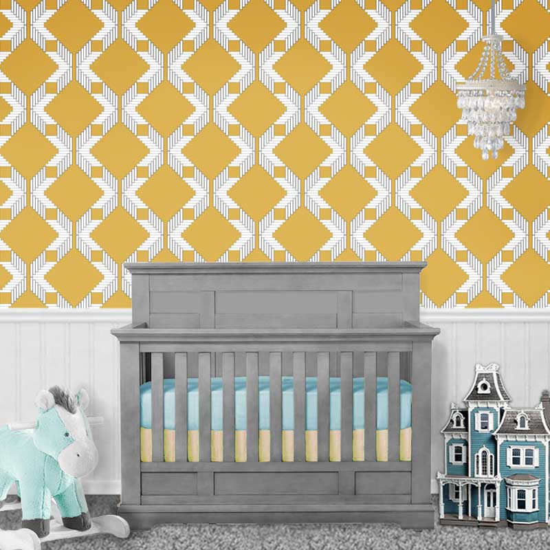 Yellow geometric nursery wallpaper