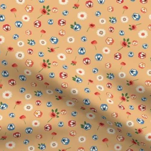 Fabric country style ditsy floral on peach
