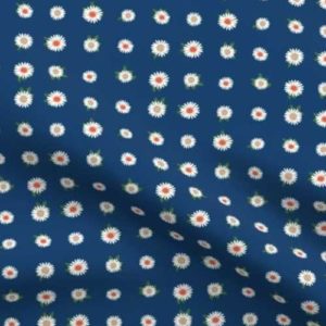 Fabric & Wallpaper: Vintage Style Daisy Polka Dots on Dark Blue