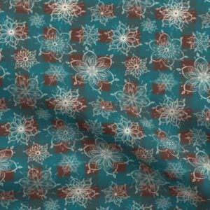 Fabric: Snowflakes on Blue and Brown Checks