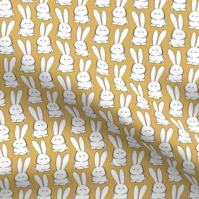 Easter fabric with marshmallow bunnies on yellow