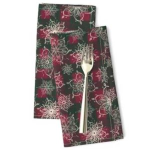 Fabric: Snowflakes on Green and Red Checks