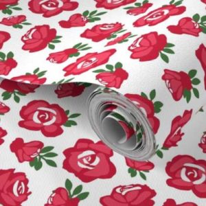 Fabric & Wallpaper: Wonderland Painted Roses in Red, White