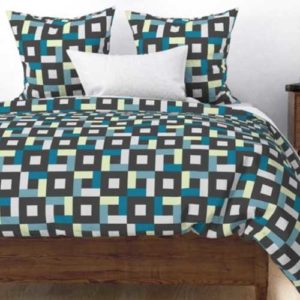 Fabric & Wallpaper: Big Blocks in Gray, Blue, Green