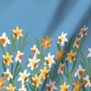 Fabric: Wonderland Daffodil Border, True Blue