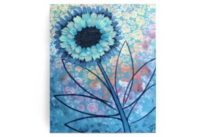 Textured Sunflower Painting in Blue | 20×24