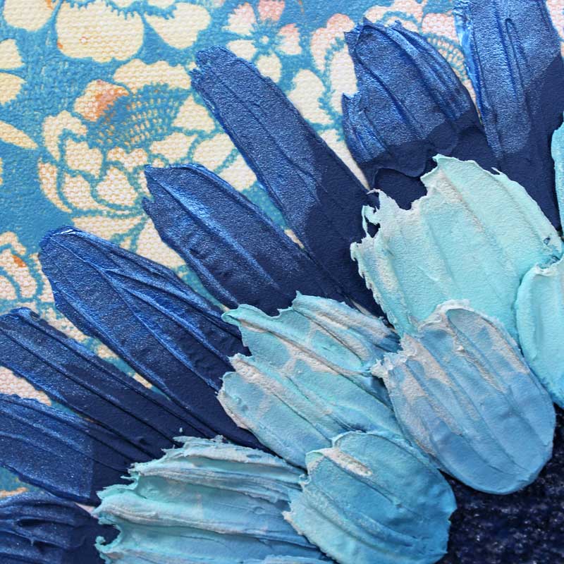 Texture on painting of blue sunflower