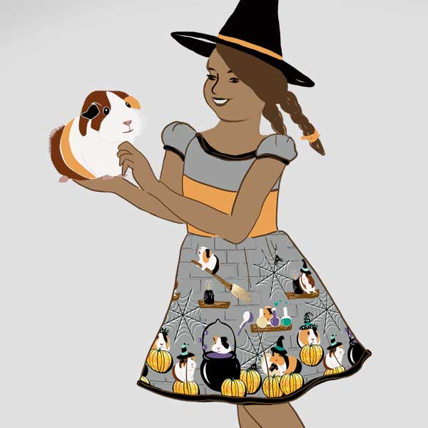 Guinea pig design on witch's skirt costume