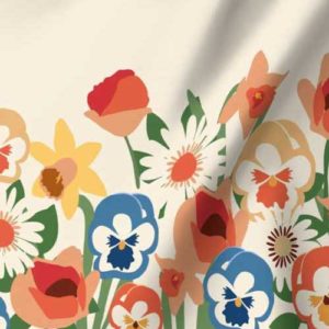 Fabric: 1970s Style Jumbo Floral Border on Cream