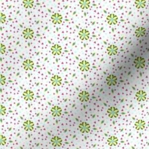 Fabric: Ditsy Star Flower Mosaic, Pink, Green, White