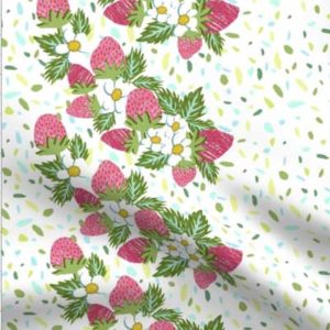 Fabric: Large Scale Border of Strawberries
