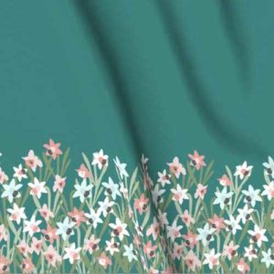 Fabric: Large Border of Daffodils on Teal