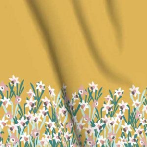 Fabric: Large Border of Daffodils on Yellow