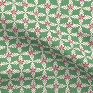 Fabric: Flower Lattice in Green, Pink