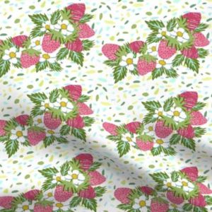 Fabric: Strawberry Patch on Terrazzo, Pink, Green, White