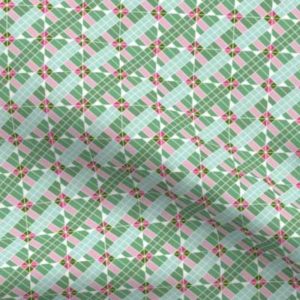 Fabric: Diagonal Checks in Green, Pink