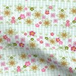 Fabric: Embroidery Flowers on Teal Gingham