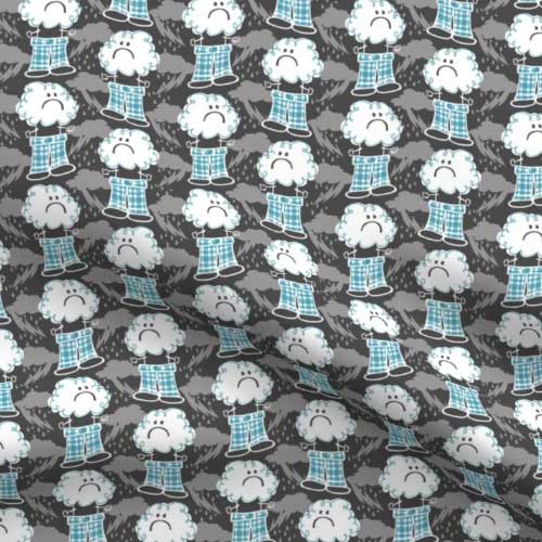 Fabric: Mr. Grumpy Pants and Storm Clouds on Gray