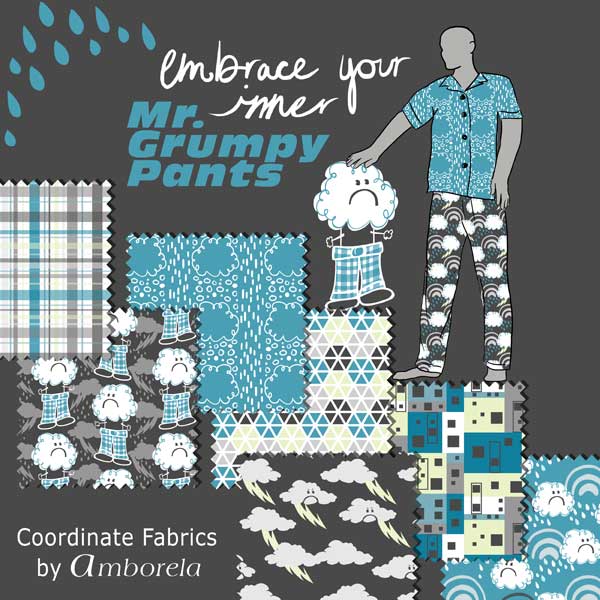 Coordinate fabrics for men with Mr. Grumpy Pants motif