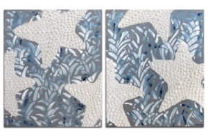 Split Canvas Art with Textured Starfish in Blue, Gray | 33×20