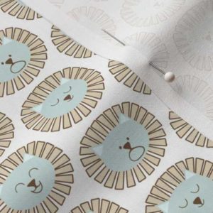 Fabric & Wallpaper: Lion Faces in Teal
