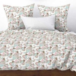 Fabric & Wallpaper: Large 90’s Style Triangles in Teal, Pink