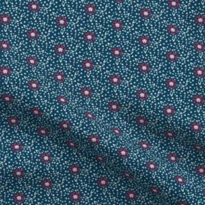 Fabric & Wallpaper: Small Mosaic Floral on Navy Blue