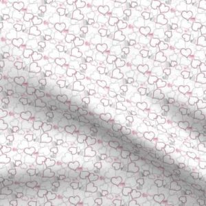 Fabric: Scattered Hearts, Pink & Gray on White