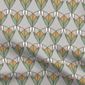 Fabric & Wallpaper: Art Deco Corn Stained Glass, Earth Tones