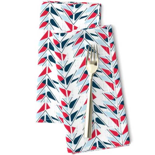 Napkins with red white and blue color block arrows