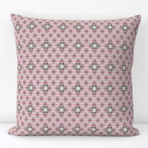 Fabric & Wallpaper: Geometric Quatrefoil in Pink, Gray