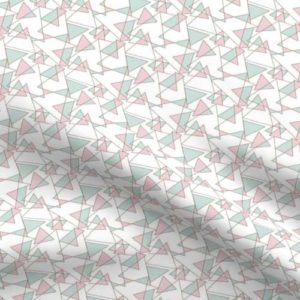 Fabric & Wallpaper: Small 90’s Style Triangles in Teal, Pink