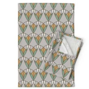 Fabric & Wallpaper: Art Deco Corn Stained Glass, Earth Tones
