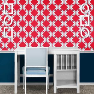 Fabric & Wallpaper: Red Geometric Zig Zag