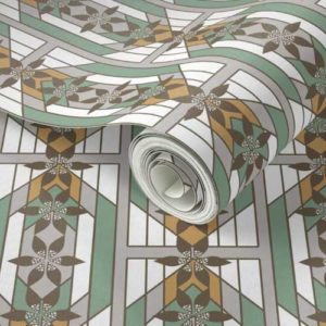 Wallpaper: Art Deco Faux Tile in Earth Tones