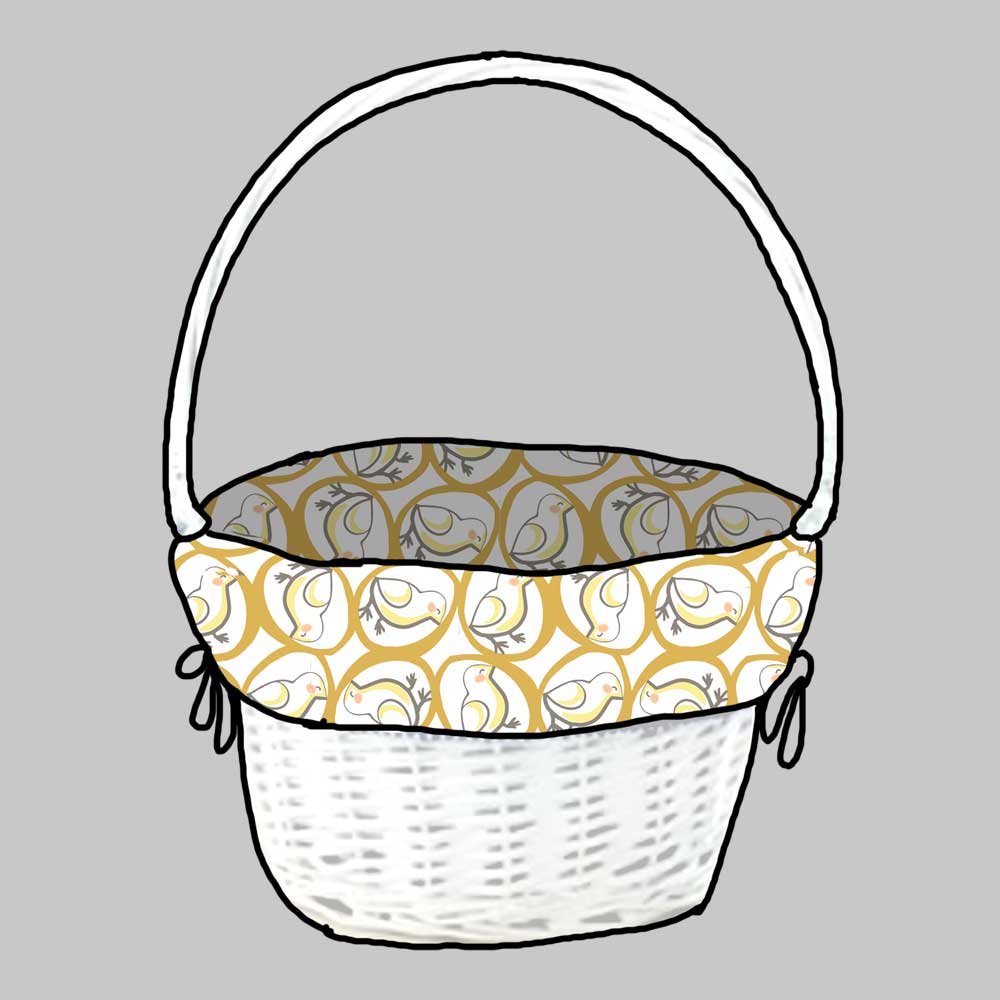 yellow chick fabric as Easter basket liner